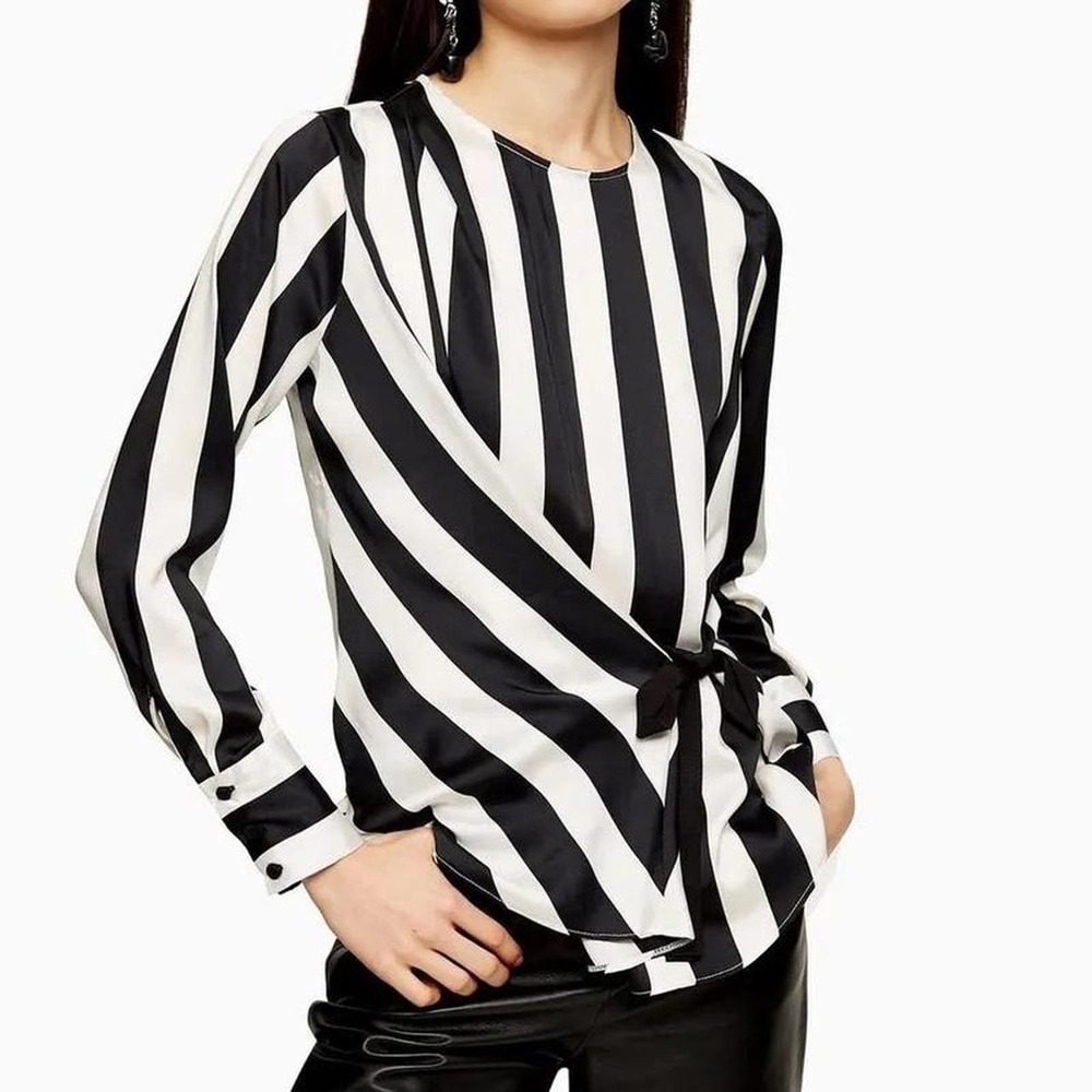 Topshop black and white striped blouse